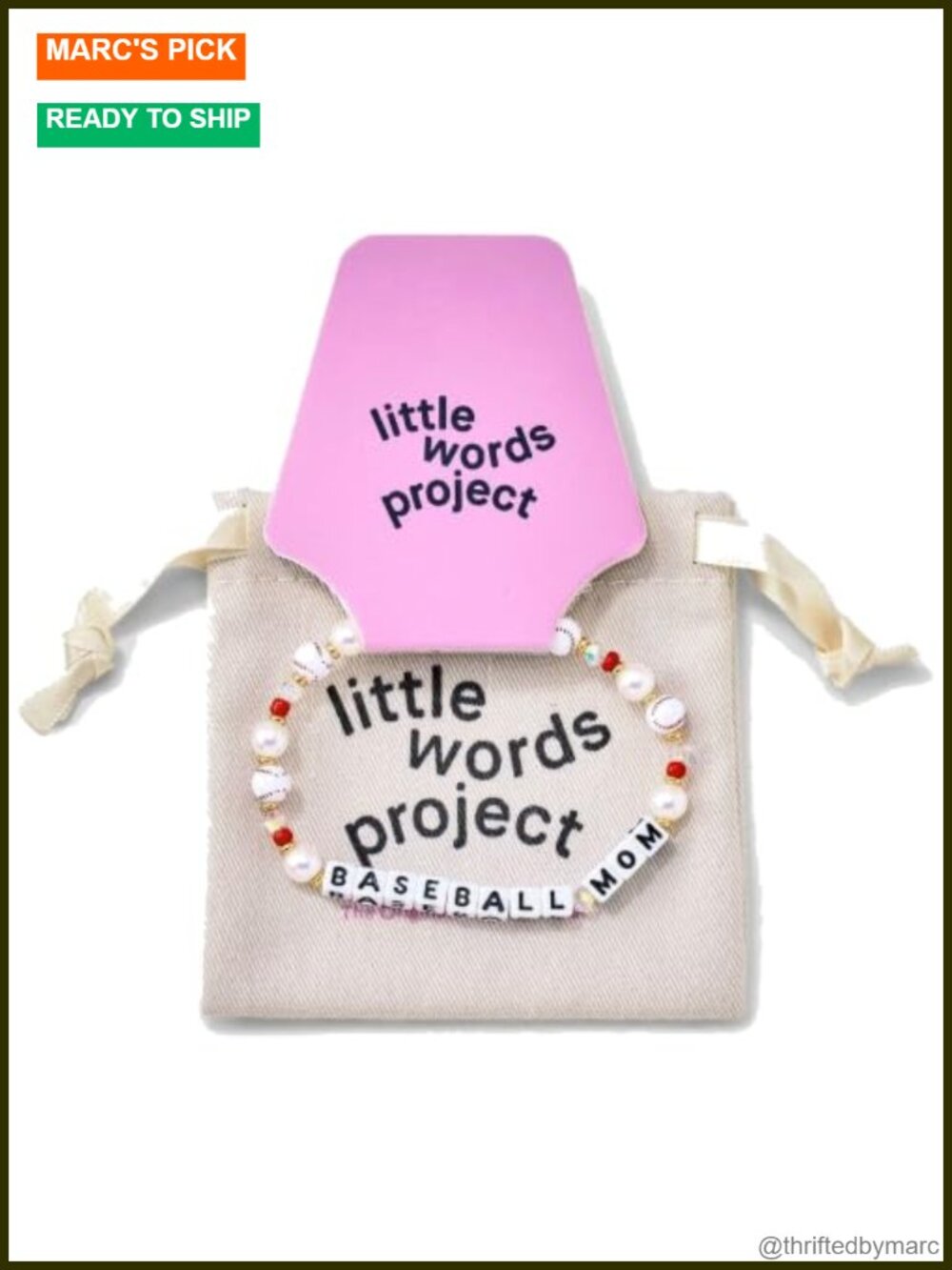 Baseball Mom Word Bracelet with Colorful Beads and Plated Brass Hardware,